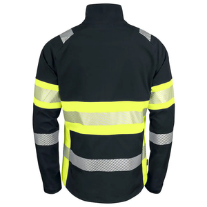 Chaqueta polar de seguridad de alta visibilidad con cinta reflectante, chaqueta polar fluorescente de alta visibilidad con cremallera para hombre, logotipo personalizado OEM - Product Image 2