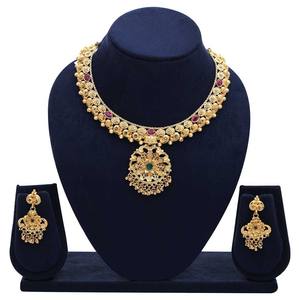 สร้อยคอแฟชั่นชุบทอง 14K 18K 24K ขายส่ง ชุดเครื่องประดับลายดอกไม้แบบดั้งเดิม สร้อยคอทองเหลืองชุบทอง - Product Image 2