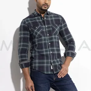 来自孟加拉国非常吸引人的多色优质最新设计定制男式长袖衬衫