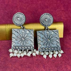 Oxidized Antique Silver Women Earring Gift for <b>girlfriend</b> - Product Image 1