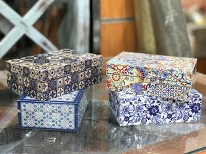 กล่องเก็บของไม้แบบพับได้ทำด้วยมือพร้อมกระเบื้องเซรามิกสีสันสดใสออแกไนเซอร์ที่ทันสมัยสำหรับรูปแหวนหรือของที่ระลึกพิเศษ - Product Image 2