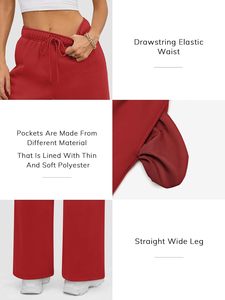 2025 ropa de calle para mujer, pantalones de chándal rojos holgados de gran tamaño, pantalones de Hip Hop para mujer, pantalones de chándal de pierna ancha holgados - Product Image 4
