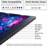 Moniteur portable pliable triple Eimio 15,6 pouces, Plug & Play, moniteur de voyage professionnel, écran IPS quadruple, extension d'écran pour ordinateur portable Type-C