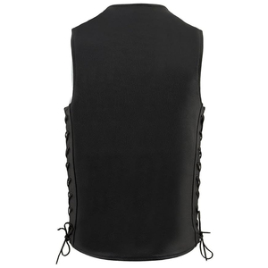 Professional Men's High Quality Black Motorcycle Spandex/Nylon Vest Custom Label Straight Bottom Side Lace Breathable Waterproof - Product Image 2