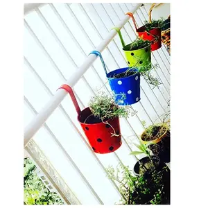 Modern design railing Pots Round Flower Plant balcony Metal for Indoor Outdoor Potted Home Decor Flower handle