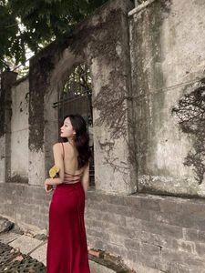 เดรสผ้าไหมแขนกุดด้านหน้าแบบบิดได้ชุดเดรสผ้าไหมยาวถึงพื้นเอวสูงสำหรับงานแต่งตอนเย็น - Product Image 4