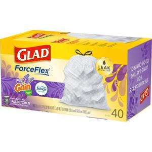 Glad ForceFlex ถุงขยะในครัวทรงสูง 13 แกลลอน เงินลาเวนเดอร์ 40 ถุง - Product Image 1