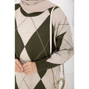 เสื้อสเวตเตอร์ถักลายบาคลาวาสีกากีสำหรับฤดูใบไม้ร่วง - Product Image 4