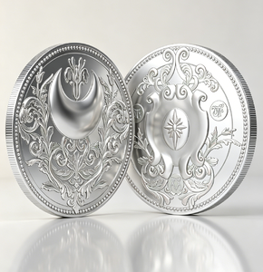 Pièce commémorative à motif floral en relief avec symbole de lune croissante et étoile, pièce de défi florale ornée Wicca, jeton de collection, cadeau - Product Image 5