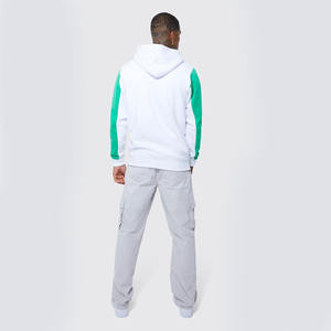 Most Demanding <b>Men</b> White Colour Basic Zipper <b>Hoodies</b> With <b>Green</b> Sleeves For Sale <b>Men</b> Customized Zipper <b>Hoodies</b> - Product Image 4