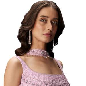 Traje Lila Sharara con estilo gargantilla y diseño fruncido para mujeres elegantes Ropa de fiesta festiva Traje indio tradicional - Product Image 3