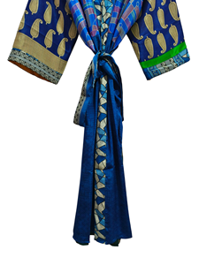 Patchwork de seda Albornoz Bikini Cover Up Luxury Summer Kimono Bikini Cover up, Night Wear Long Robe, - Product Image 2