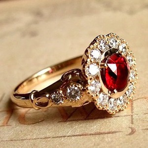 Anillo de compromiso de granate redondo de Plata de Ley 925 hecho a mano estilo Vintage banda de boda diamante perla conjunto de perlas 14K pureza de Metal - Product Image 3