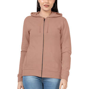 Sweat à capuche zippé pour femmes avec logo personnalisé Nouveau design Tissu tricoté en coton uni Saison d'hiver Imprimé à capuche Techniques Made in Pakistan - Product Image 1
