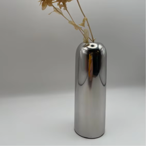 Florero Moderno de Aluminio Color Plata, Diseño Martillado, Hecho a Mano, Ecológico, para Decoración de Mesa, Hogar - Product Image 1