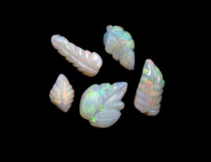 5 ชิ้นธรรมชาติออสเตรเลียโอปอลแกะสลักโอปอลแกะสลัก Cabochon แกะสลักใบธรรมชาติออสเตรเลียโอปอล - Product Image 2