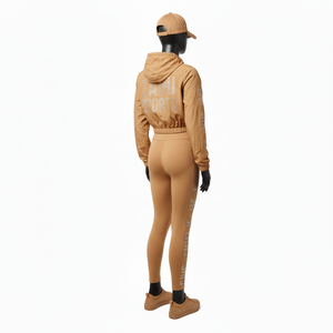 Conjunto de Chaqueta Cortavientos para Mujer, Ligero, de Poliéster y Nailon, Suave al Tacto, Color Bronceado, Logotipo de Transferencia Térmica con Pedrería, Talla Grande - Product Image 5