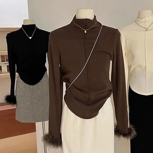 Camiseta de Manga Larga con Cuello Alto para Mujer, Ajustada, de Punto, Forrada de Felpa, Informal, Talla Grande para Otoño e Invierno, Ropa Interior - Product Image 4