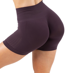 Shorts Deportivos de Mujer, Color Morado Oscuro, Sin Costuras, Cintura Alta, Compresión, Elásticos, para Gimnasio, Entrenamiento, Ropa Deportiva - Product Image 6