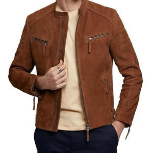 Vestes en daim pour hommes avec col montant et logo sur le devant - Design moderne pour le streetwear et le quotidien - Product Image 1