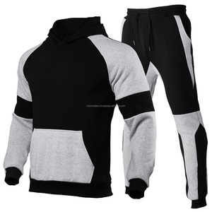 OEM Custom Side Striped Cotton Fleece Breathable Hoodie Jogger Sweatpants Set Sweatsuit Jogging Suit Stack Regular Fit Men - Product Image 5