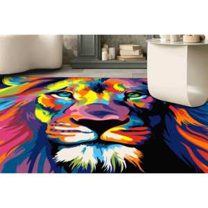 พรมลายสิงโตหลากสี, พรมลายสิงโตแบบนามธรรมสำหรับห้องเด็ก, พรมพิมพ์ลาย, พรมขนนุ่ม - Product Image 2