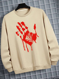 Venta al por mayor 100% sudaderas con capucha de algodón para los hombres de alta calidad transpirable sudaderas de secado rápido con estampado a mano de invierno Oem sin capucha - Product Image 3