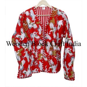 เสื้อแจ็คเก็ตผู้หญิงแบบสั้น ลายปักนก พิมพ์ลายดอกไม้ ลายทาง เป็นมิตรกับสิ่งแวดล้อม ผ้าฝ้ายออร์แกนิค 100% ถักทอ ระบายอากาศได้ดี แห้งเร็ว - Product Image 6