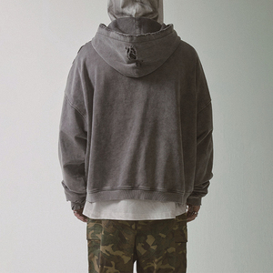 Sudadera de Alta Calidad con Bolsillo Canguro, Hombros Caídos, Manga Larga, Estilo Cuadrado, Vintage, Holgada, Desgastada, con Capucha para Hombre - Product Image 5