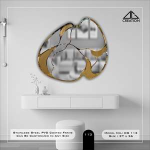 Espejo de Pared para Baño con Marco de Acero Inoxidable Minimalista con Recubrimiento PVD, Ligero, Antivaho, Elegante e Irregular - Product Image 3