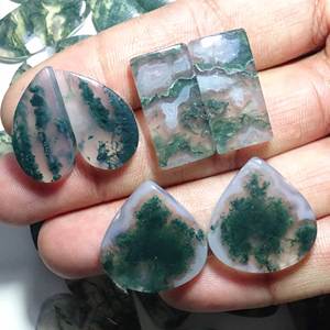 Venta al por mayor cabujón de ágata de musgo natural en todas las formas piedras preciosas sueltas para la fabricación de joyas para COLLAR COLGANTE y par de joyas - Product Image 6