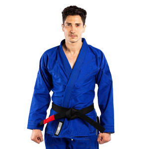 Men's Blue Judo Uniform 100% Cotton Breathable Regular Fit Adult Anti-Bacterial Quick Dry Waterproof <b>Black</b> <b>Belt</b> Included - Product Image 1