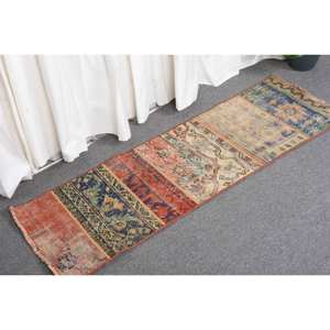 พรมขนแกะตุรกี4.2ft x วินเทจสีแดง & น้ำเงินผ้าทอแบบเรียบสำหรับตกแต่งห้องนั่งเล่นพื้นหลังทำจากยาง - Product Image 3