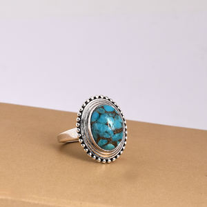 Lovely Turquoise 925 Solid Sterling <b>Silver</b> Natural Gemstone <b>Ring</b> <b>Statement</b> Jewelry Boho Jewelry Wholesale Manufacturer Jewelry - Product Image 2