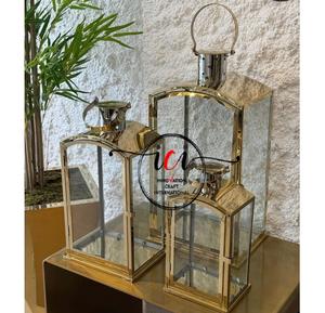 Linterna de suelo de diseño único con acabado dorado de lujo festivo Ramadán Eid Hajj vajilla decorativa para fiestas decoraciones de mesa - Product Image 5