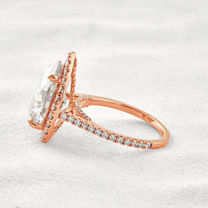 Bague de fiançailles en argent 925 avec accent caché Moissanite et diamant coupe poire - Product Image 6