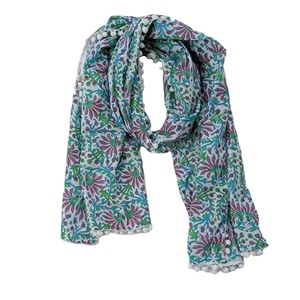 Magnifique Floral Digital Imprimé 100% Modal Coton Femmes Foulards Dernières Conceptions Pompon Style Adulte Dame Polyvalent Pas Cher Prix - Product Image 1