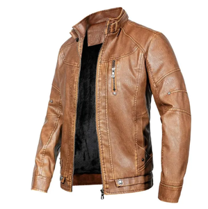 Chaqueta de cuero de moda para hombre de cuero genuino de calidad superior negro marrón abajo tallas largas chaqueta de cuero para hombre - Product Image 6