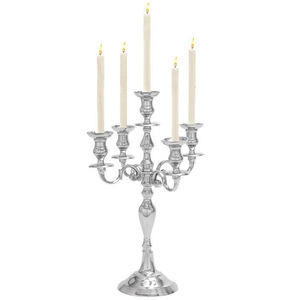 Candélabre en aluminium et métal pour décoration de table à la maison bougeoir à 3 bras plaqué argent taille personnalisée à des prix acceptables - Product Image 2