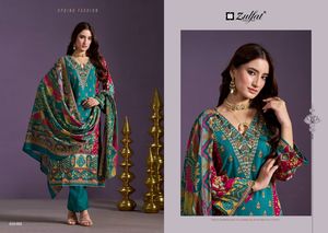 100% 纯重粘胶人造丝设计师女性Salwar Kameez与印度女孩的重刺绣作品设计 - Product Image 2