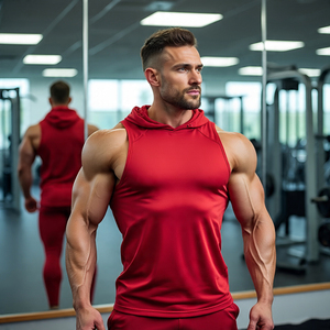 Workout Sleeveless Zipper Hoodie Singlet Tops Men's Bodybuilding Sleeveless Running Fitness Workout Hoodie Singlet Tops - Product Image 4