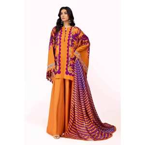 Conjunto de Traje de 3 Piezas para Mujer, Sin Costuras, de Pana Bordada, con Dupatta de Algodón Estampado, CD-42008 - Product Image 2