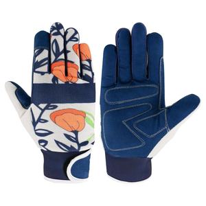 Gants de jardinage en cuir respirant à imprimé floral unisexe DIY Safety Plain Foam Renforcé Palm Touch Screen Compatibility Outdoor - Product Image 4