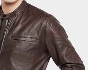 Newly Launch Custom Cowhide <b>Genuine</b> 100% Leather Windproof Cotton <b>Nylon</b> Jacket Zipper Closure Men Leather Jacket - Product Image 5