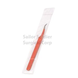 Pinzas de pestañas personalizadas de acero inoxidable verde y amarillo, pinza de Punta curva recta para aplicaciones de pestañas postizas, extensiones de pestañas - Product Image 4