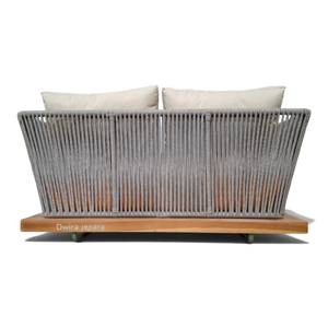 Outdoor Teak Wood Daybed Modern Woven Rope Patio Sofa Bed <b>Lounge</b> Furniture with <b>Cushions</b> Made by Dwira Jepara Indonesia - Product Image 4