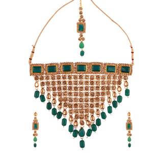 Indian Jewelry Choker Necklace Maang <b>Tikka</b> Earrings Bollywood Wedding Crystal Necklace Earrings Head Chain Set - Product Image 4