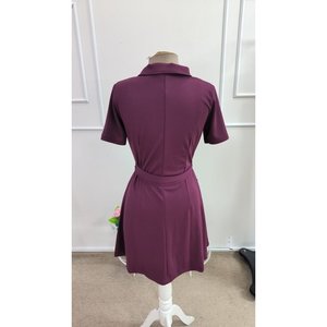 Robe courte en modal pour femme, à manches courtes, col chemise, fermeture éclair sur le devant et poches, 37301 - Bourgogne - Product Image 6
