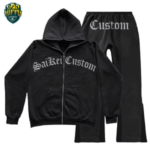 Nuevo Conjunto de Sudadera con Capucha y Pantalones Deportivos 2025, Diseño con Cierre y Corte Acampanado, Forro Polar Transpirable, Chándal de Algodón de Alta Calidad para Hombre - Product Image 1