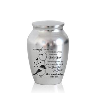 Urna conmemorativa de recuerdo decorativa de acero inoxidable para la pérdida de Niños de urnas plateadas de tamaño personalizado - Product Image 1